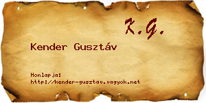 Kender Gusztáv névjegykártya